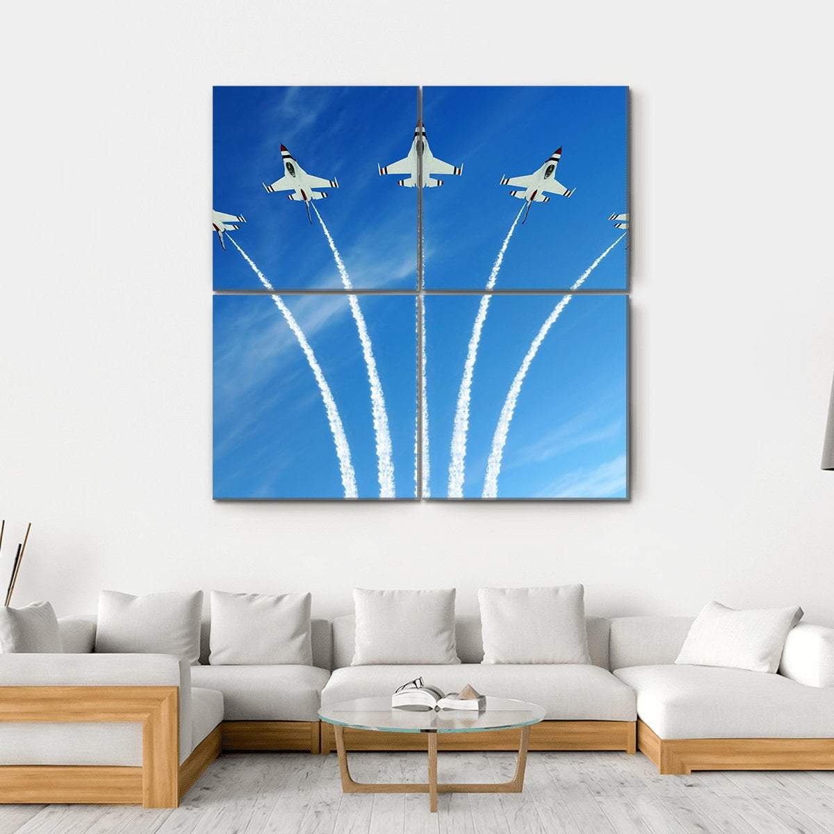 Fighter Jets Demonstration Canvas Wall Art-4 Square-Gallery Wrap-17" x 17"-Tiaracle