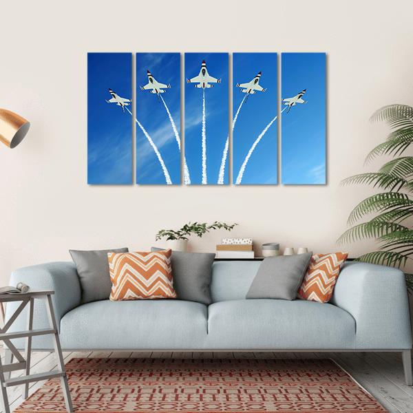 Fighter Jets Demonstration Canvas Wall Art-5 Horizontal-Gallery Wrap-22" x 12"-Tiaracle