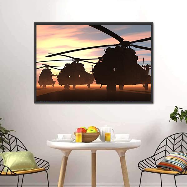 Military Helicopters Canvas Wall Art-5 Horizontal-Gallery Wrap-22" x 12"-Tiaracle