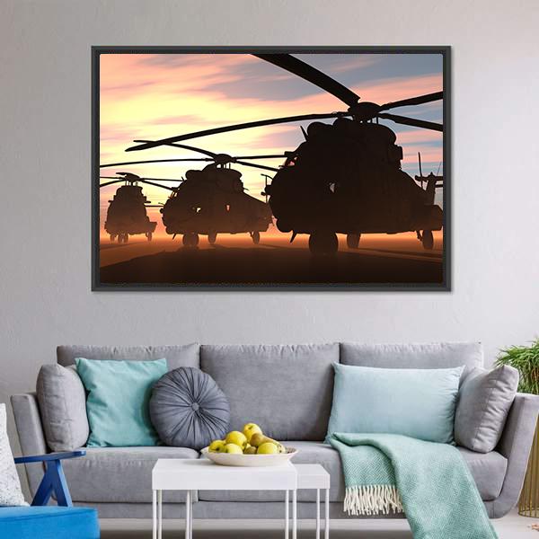 Military Helicopters Canvas Wall Art-5 Horizontal-Gallery Wrap-22" x 12"-Tiaracle