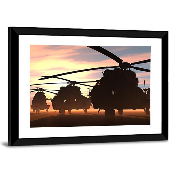 Military Helicopters Canvas Wall Art-5 Horizontal-Gallery Wrap-22" x 12"-Tiaracle