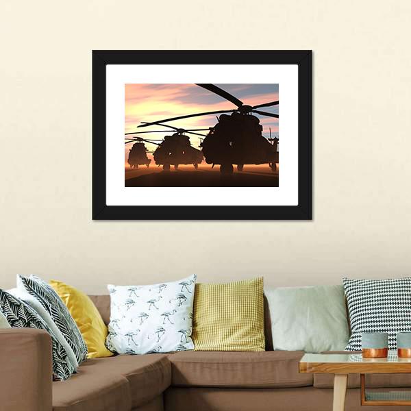 Military Helicopters Canvas Wall Art-5 Horizontal-Gallery Wrap-22" x 12"-Tiaracle