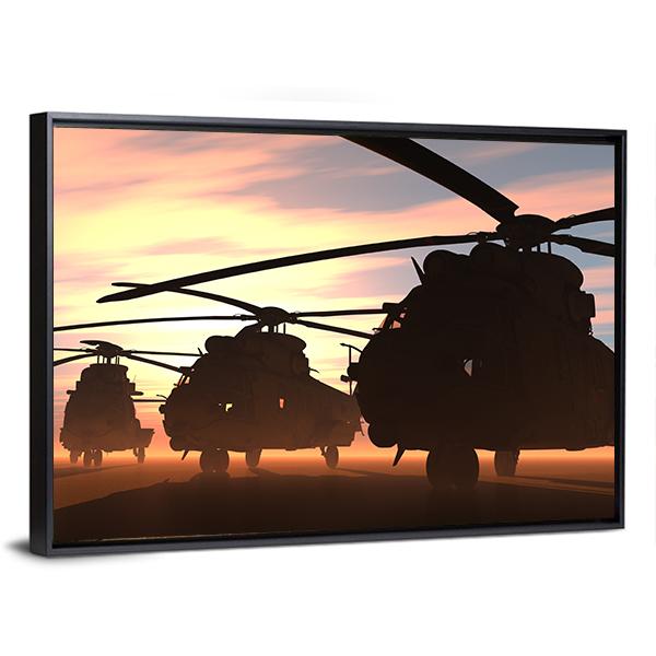 Military Helicopters Canvas Wall Art-5 Horizontal-Gallery Wrap-22" x 12"-Tiaracle
