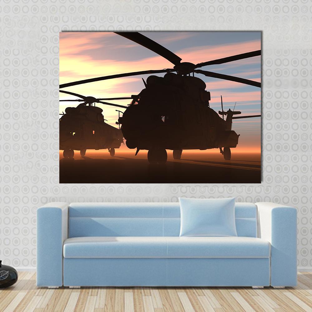 Military Helicopters Canvas Wall Art-1 Piece-Gallery Wrap-36" x 24"-Tiaracle