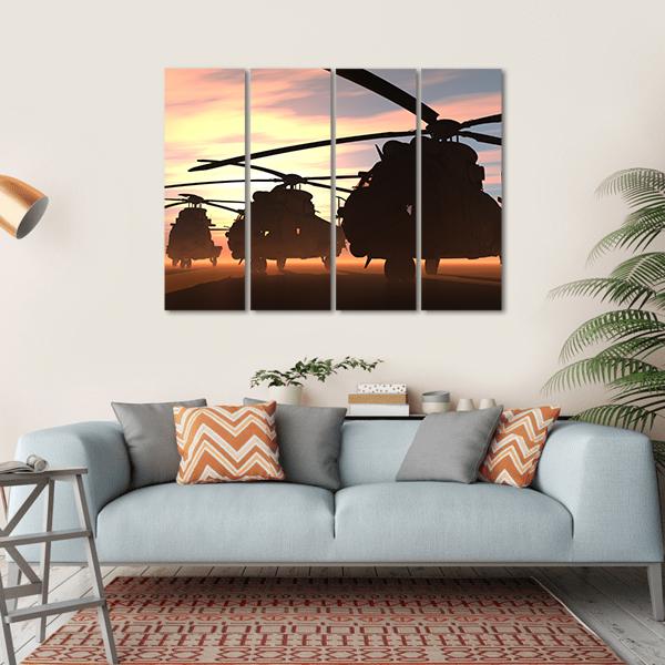 Military Helicopters Canvas Wall Art-4 Horizontal-Gallery Wrap-34" x 24"-Tiaracle
