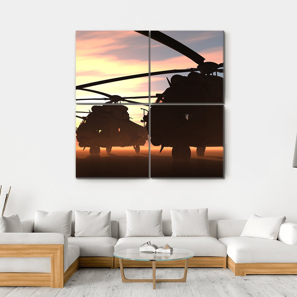 Military Helicopters Canvas Wall Art-4 Square-Gallery Wrap-17" x 17"-Tiaracle