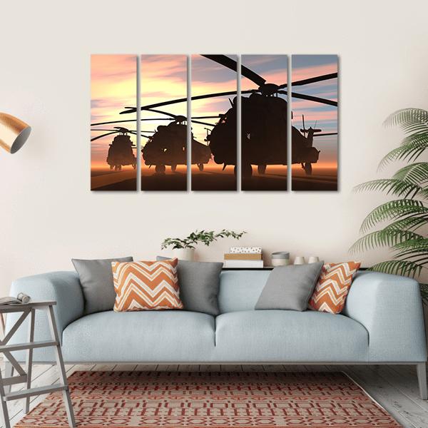 Military Helicopters Canvas Wall Art-5 Horizontal-Gallery Wrap-22" x 12"-Tiaracle