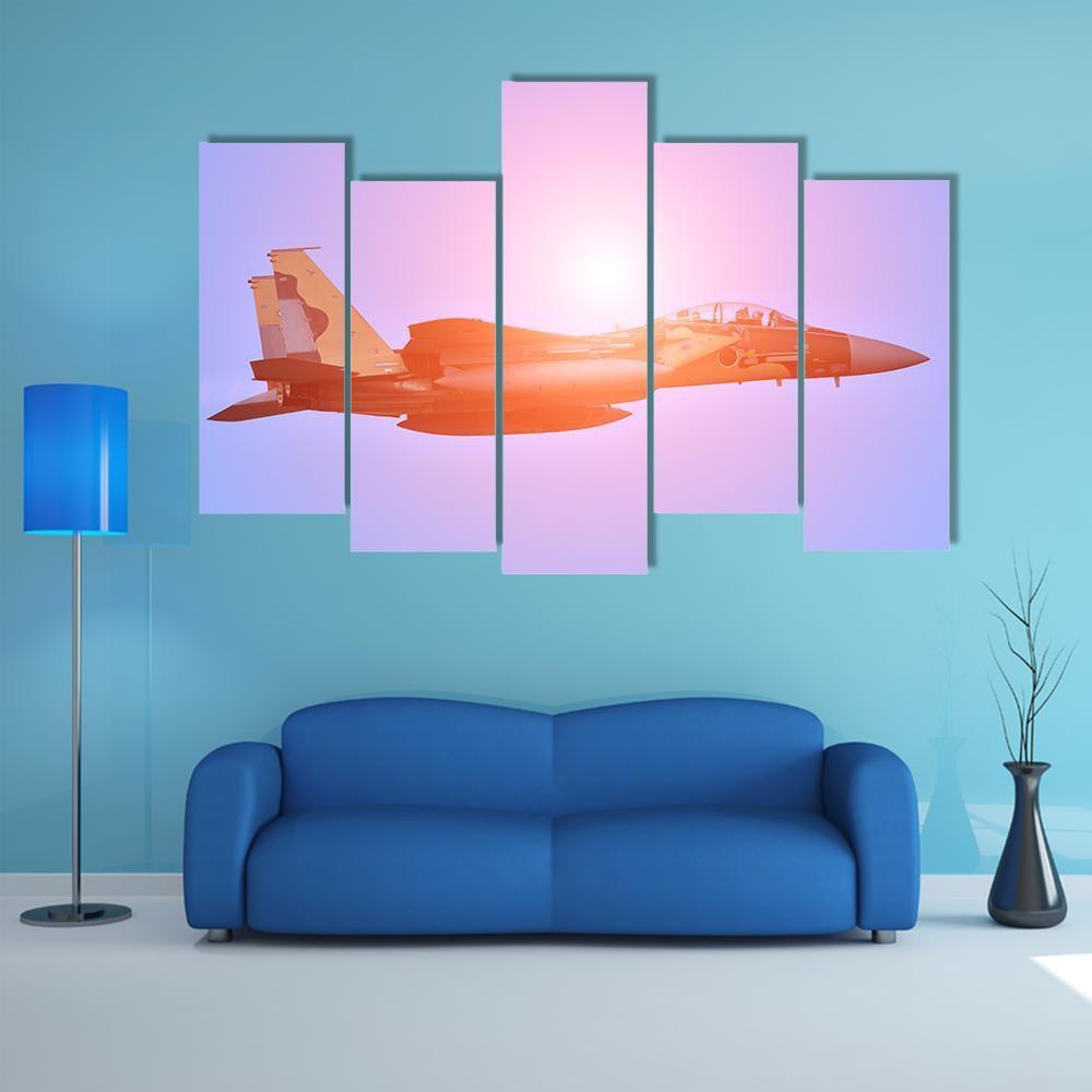 Military Jet Fighter Canvas Wall Art-5 Pop-Gallery Wrap-47" x 32"-Tiaracle