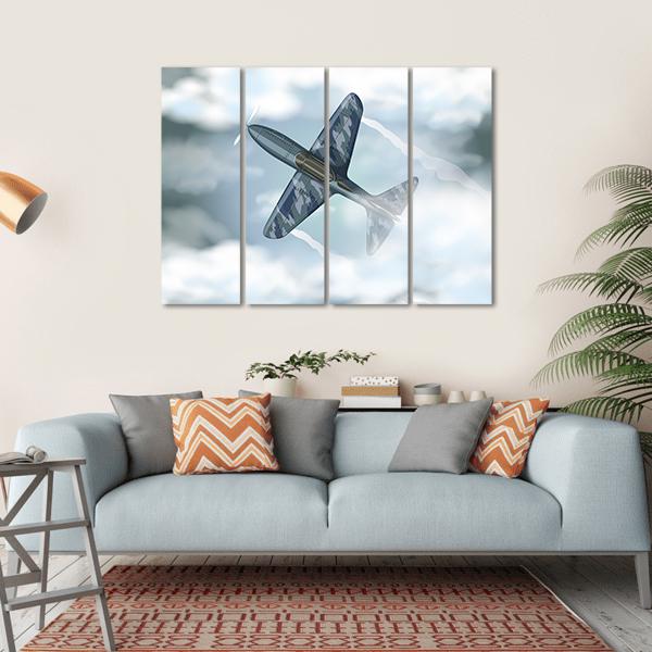 Military Jet Flying Illustration Canvas Wall Art-4 Horizontal-Gallery Wrap-34" x 24"-Tiaracle