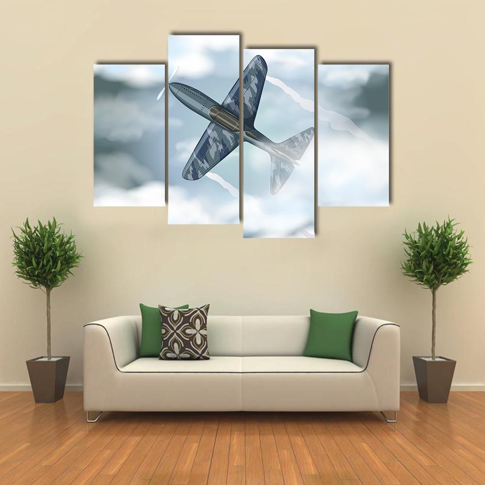 Military Jet Flying Illustration Canvas Wall Art-4 Pop-Gallery Wrap-50" x 32"-Tiaracle