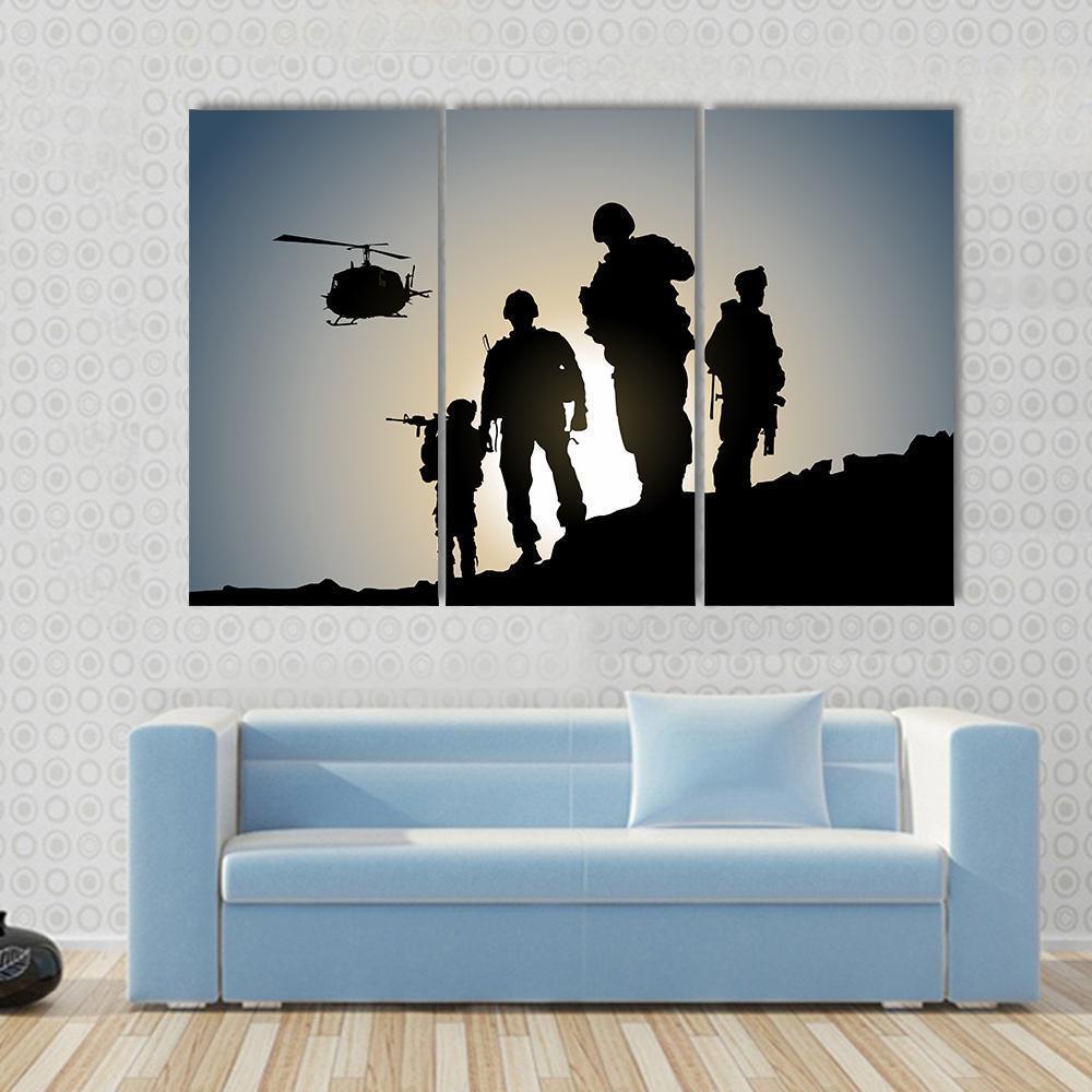 Army In Battlefield Canvas Wall Art-3 Horizontal-Gallery Wrap-37" x 24"-Tiaracle