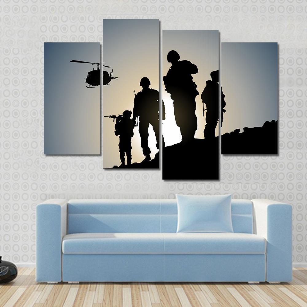 Army In Battlefield Canvas Wall Art-4 Pop-Gallery Wrap-50" x 32"-Tiaracle