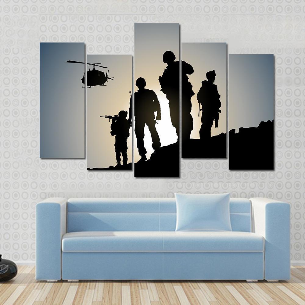 Army In Battlefield Canvas Wall Art-5 Pop-Gallery Wrap-47" x 32"-Tiaracle