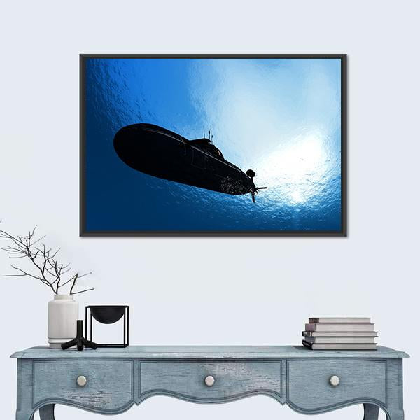 Military Submarine In Sea Canvas Wall Art-5 Horizontal-Gallery Wrap-22" x 12"-Tiaracle