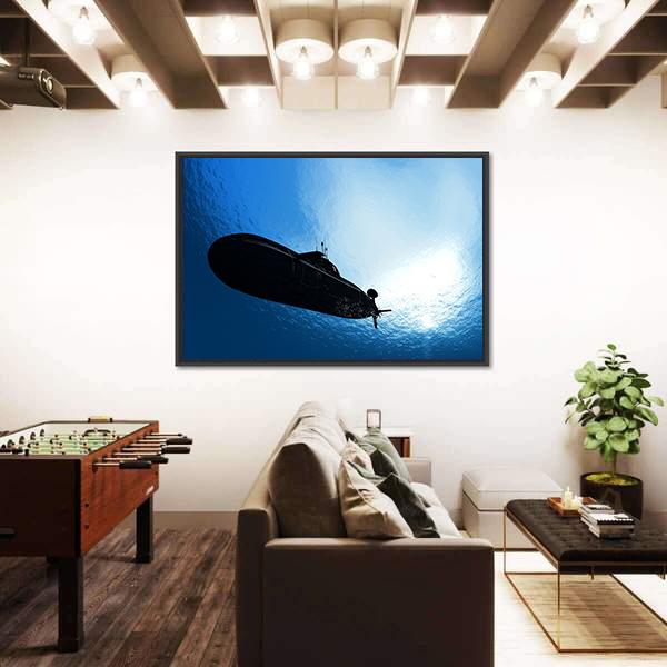Military Submarine In Sea Canvas Wall Art-5 Horizontal-Gallery Wrap-22" x 12"-Tiaracle