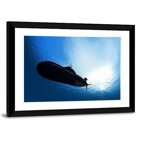 Military Submarine In Sea Canvas Wall Art-5 Horizontal-Gallery Wrap-22" x 12"-Tiaracle
