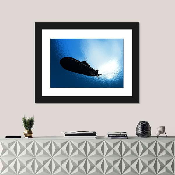 Military Submarine In Sea Canvas Wall Art-5 Horizontal-Gallery Wrap-22" x 12"-Tiaracle