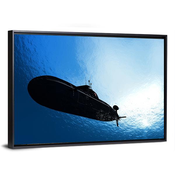 Military Submarine In Sea Canvas Wall Art-5 Horizontal-Gallery Wrap-22" x 12"-Tiaracle