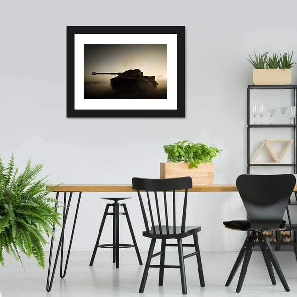 Military Tank At Night Canvas Wall Art-3 Horizontal-Gallery Wrap-25" x 16"-Tiaracle