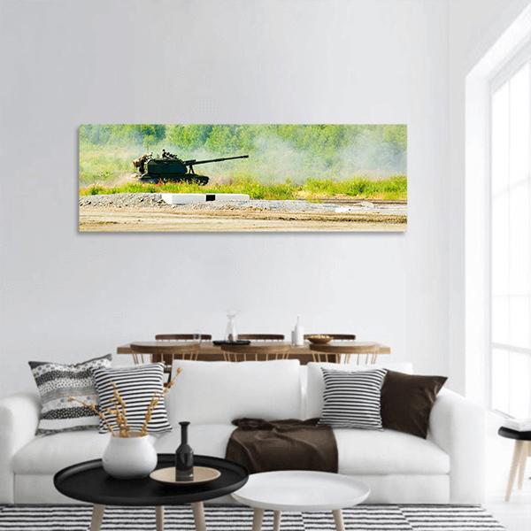 Tank In Nizhniy Tagil Panoramic Canvas Wall Art-3 Piece-25" x 08"-Tiaracle