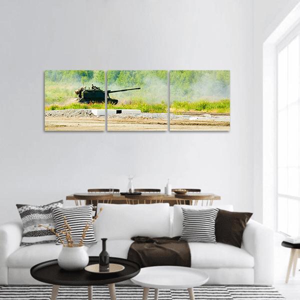 Tank In Nizhniy Tagil Panoramic Canvas Wall Art-3 Piece-25" x 08"-Tiaracle