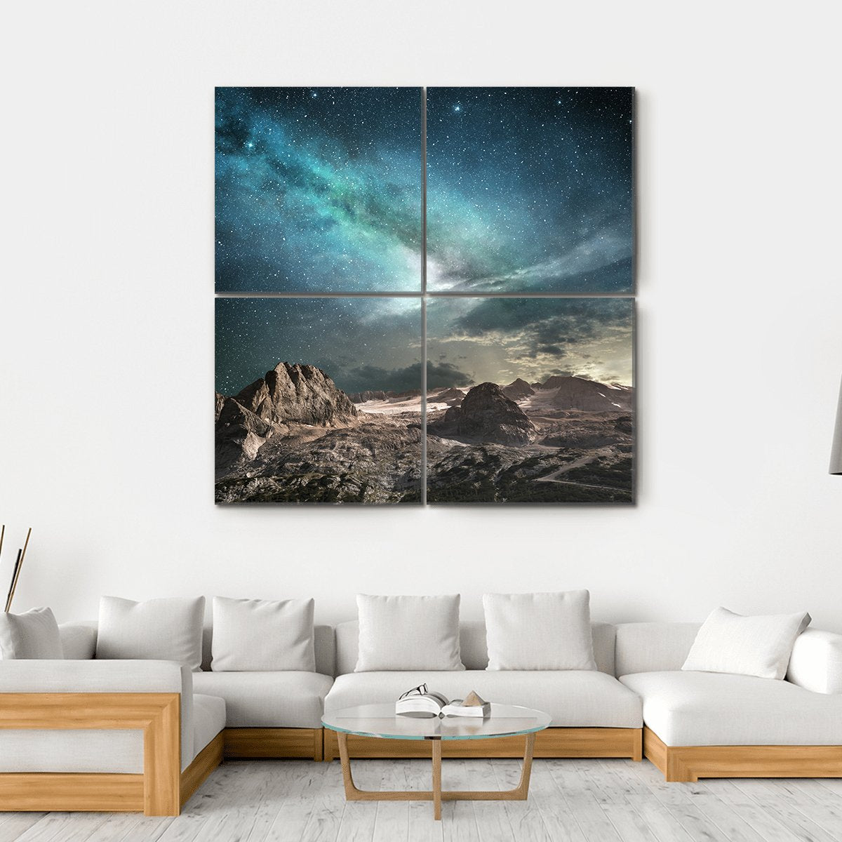 Milky Way At Dawn Canvas Wall Art-4 Square-Gallery Wrap-17" x 17"-Tiaracle