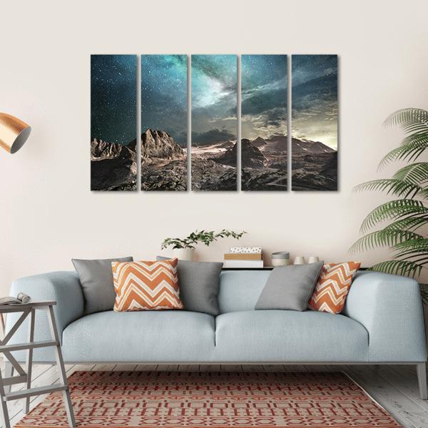 Milky Way At Dawn Canvas Wall Art-5 Horizontal-Gallery Wrap-22" x 12"-Tiaracle