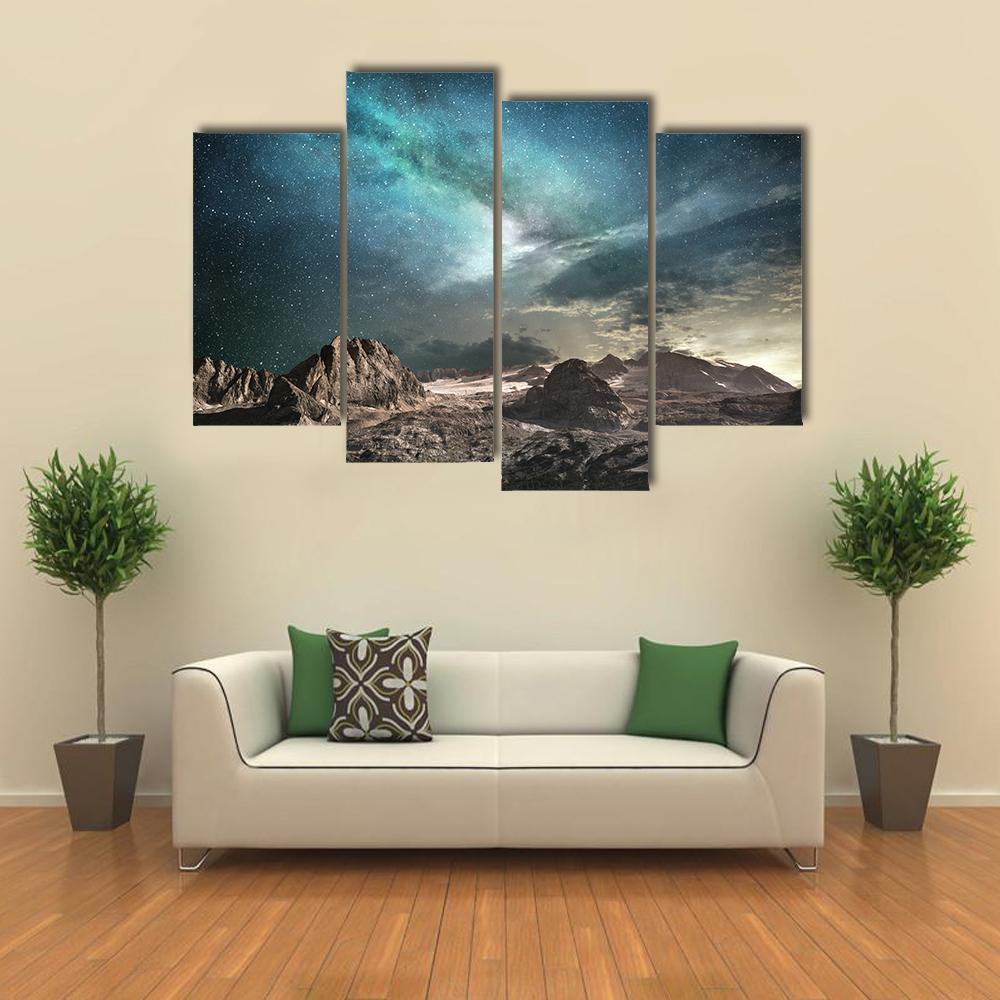 Milky Way At Dawn Canvas Wall Art-4 Pop-Gallery Wrap-50" x 32"-Tiaracle
