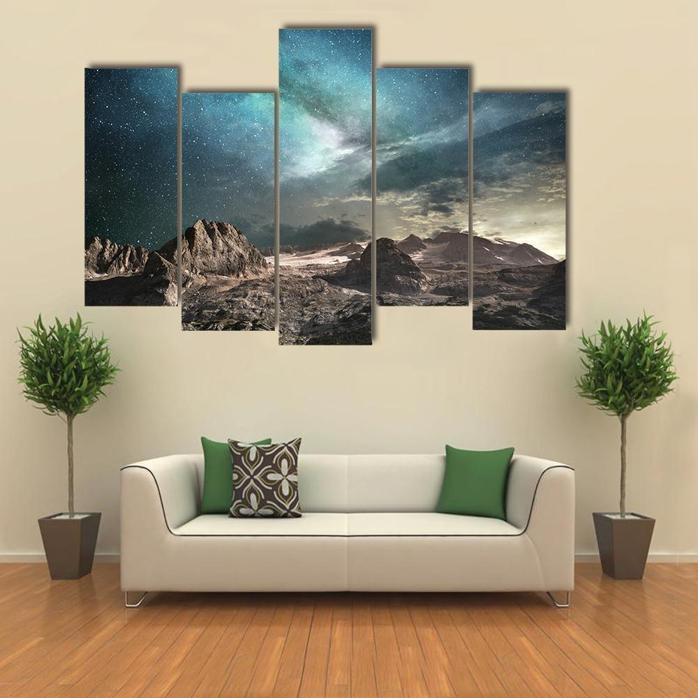 Milky Way At Dawn Canvas Wall Art-5 Pop-Gallery Wrap-47" x 32"-Tiaracle