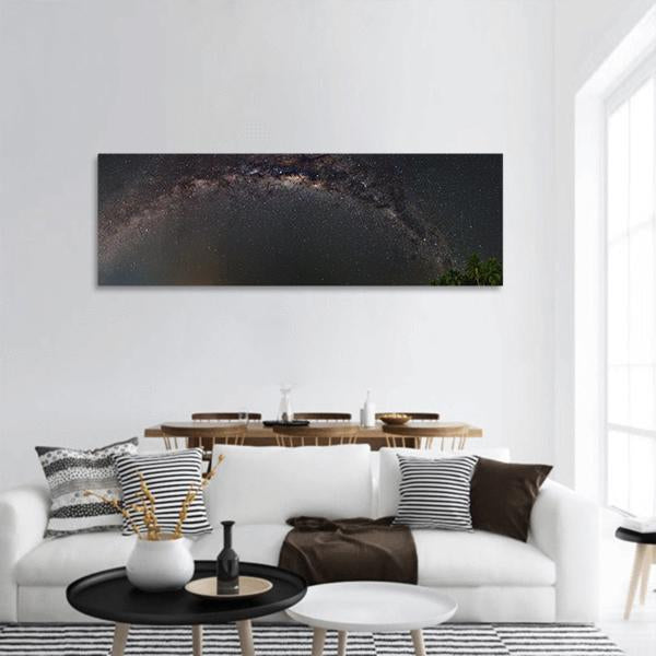 Milky Way At Night Panoramic Canvas Wall Art-1 Piece-36" x 12"-Tiaracle
