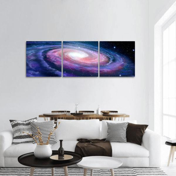 Milky Way Galaxy Panoramic Canvas Wall Art-3 Piece-25" x 08"-Tiaracle