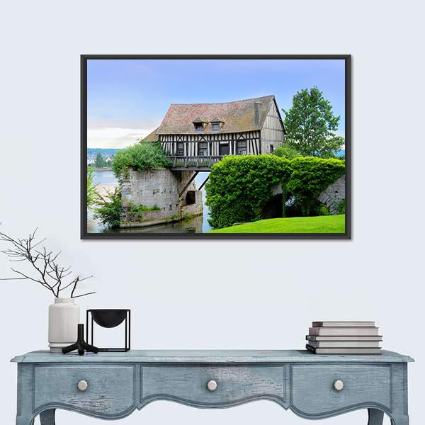 Mill House On Bridge Canvas Wall Art-1 Piece-Framed Print-20" x 16"-Tiaracle