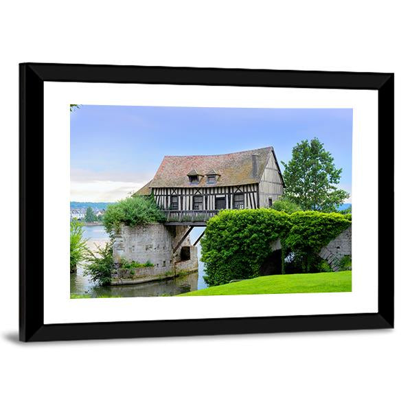 Mill House On Bridge Canvas Wall Art-3 Horizontal-Gallery Wrap-25" x 16"-Tiaracle