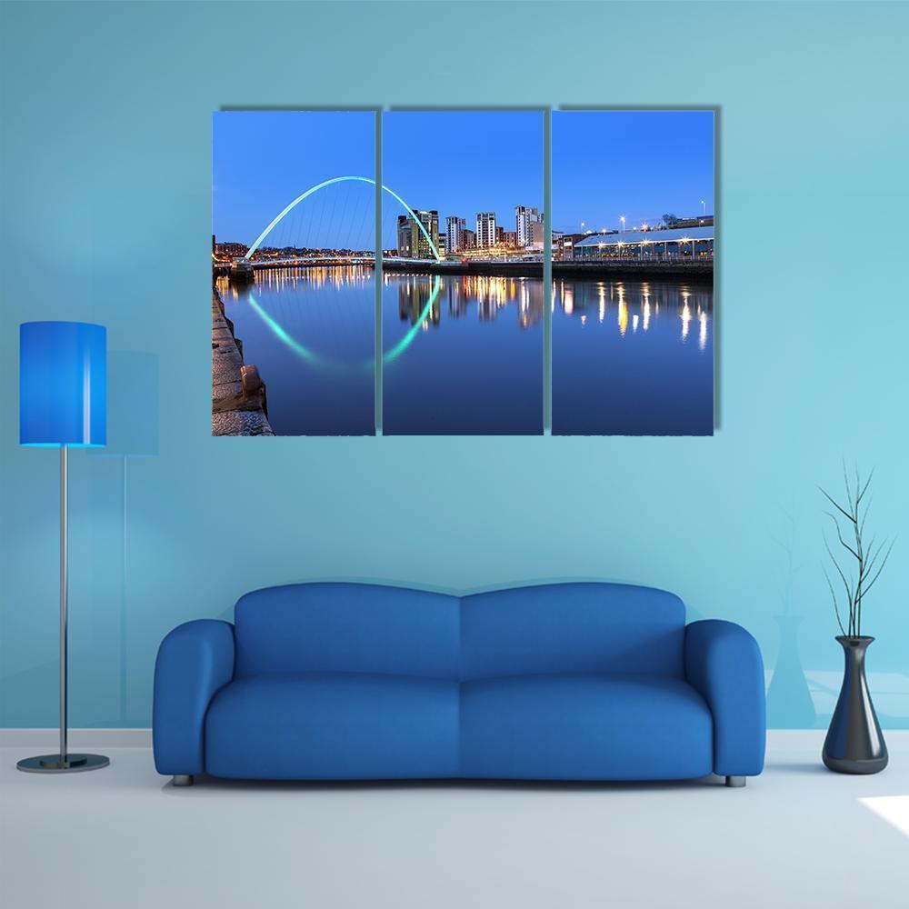 Millennium Bridge Over River Canvas Wall Art-3 Horizontal-Gallery Wrap-37" x 24"-Tiaracle