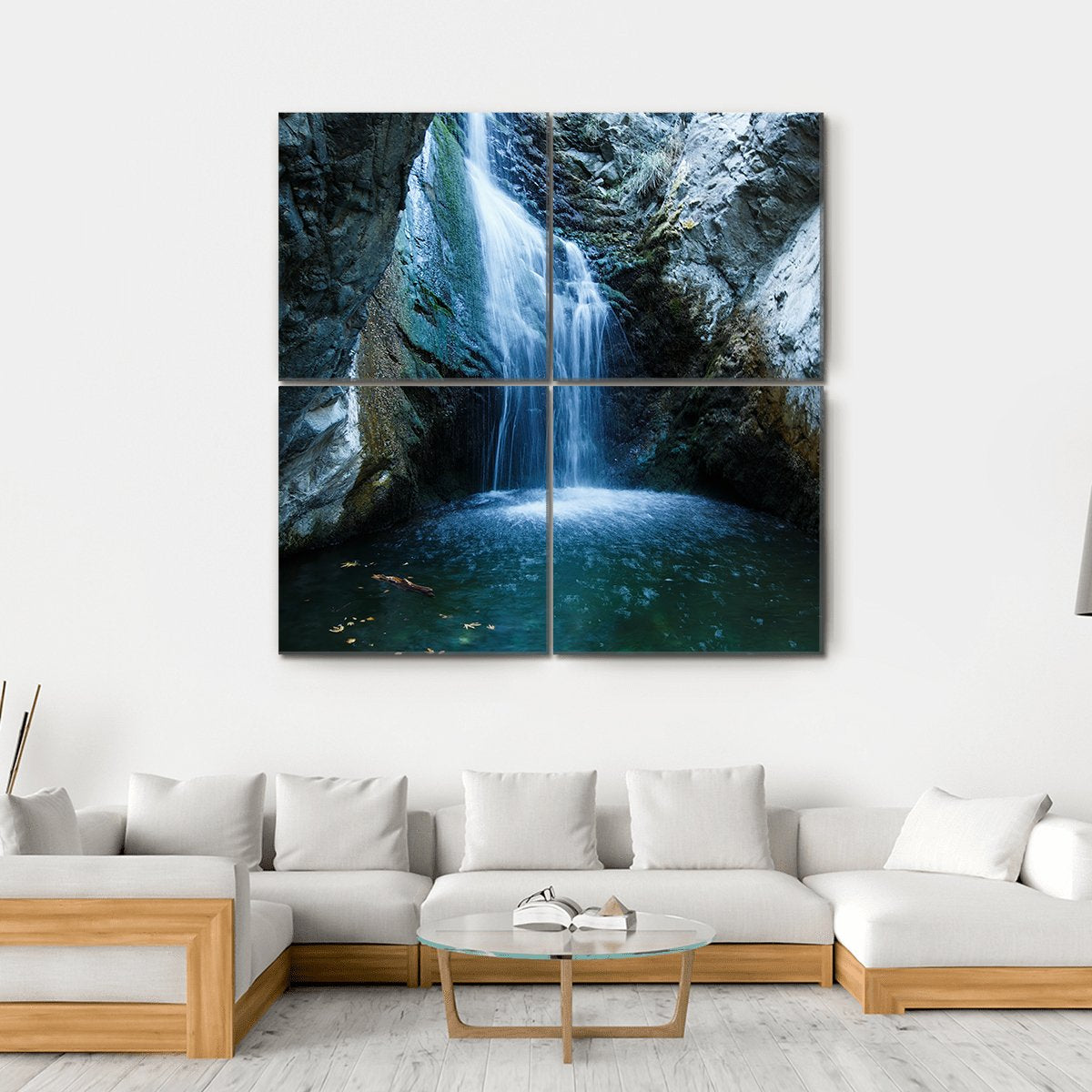 Millomeri Waterfalls Canvas Wall Art-4 Square-Gallery Wrap-17" x 17"-Tiaracle
