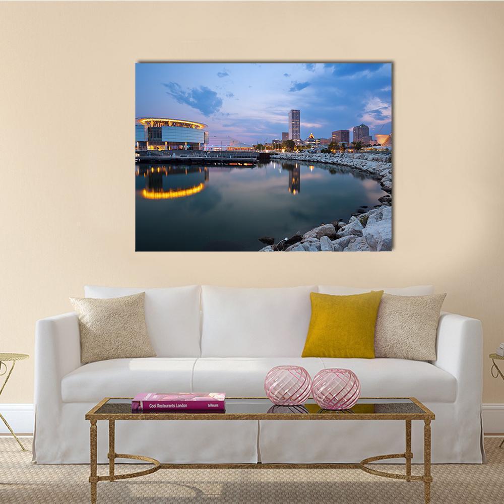 Milwaukee Skyline Canvas Wall Art-1 Piece-Gallery Wrap-48" x 32"-Tiaracle