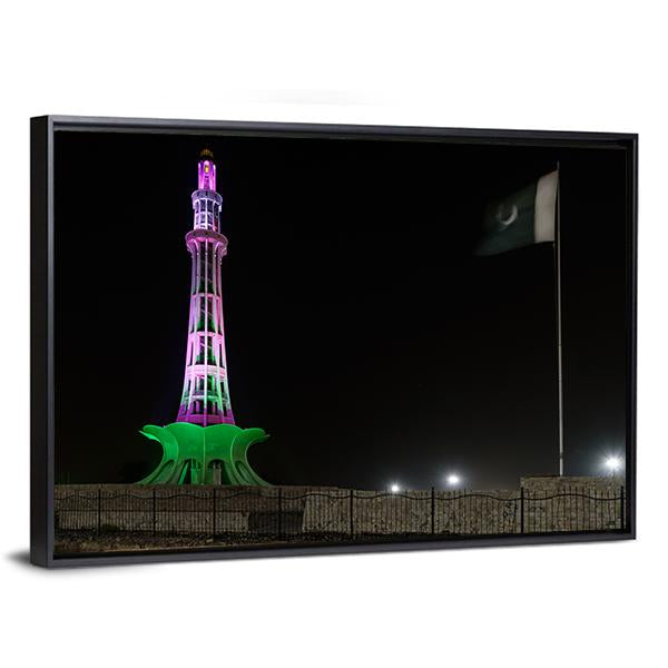 Minar-E-Pakistan At Night Canvas Wall Art-5 Horizontal-Gallery Wrap-22" x 12"-Tiaracle