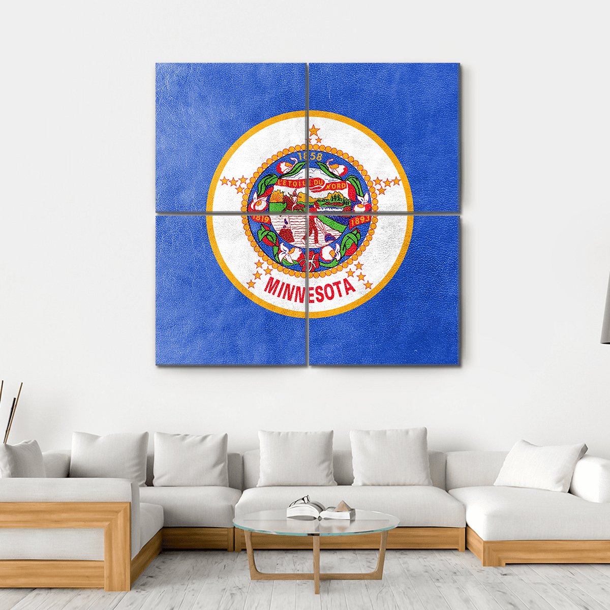 Minnesota Flag Canvas Wall Art-4 Square-Gallery Wrap-17" x 17"-Tiaracle