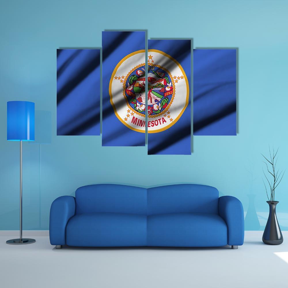Minnesota Waving Flag Canvas Wall Art-4 Pop-Gallery Wrap-50" x 32"-Tiaracle
