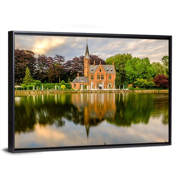 Minnewater Lake Bruges Canvas Wall Art-3 Horizontal-Gallery Wrap-25" x 16"-Tiaracle