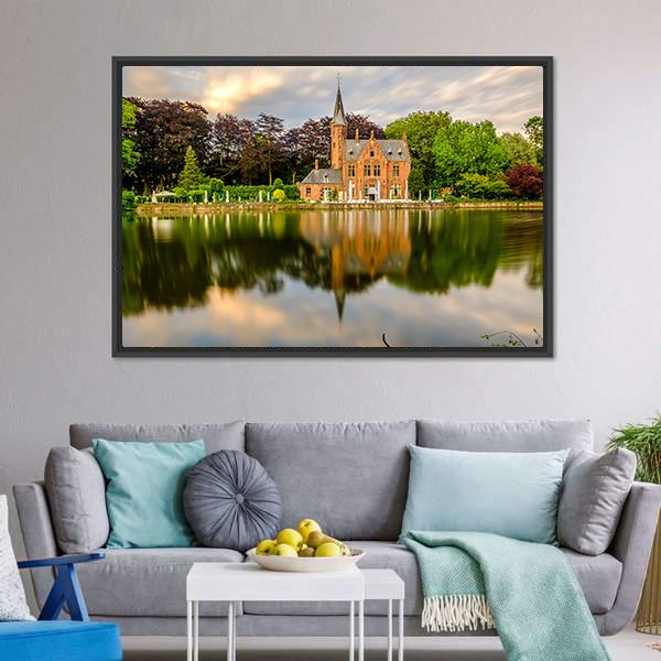 Minnewater Lake Bruges Canvas Wall Art-1 Piece-Floating Frame-24" x 16"-Tiaracle