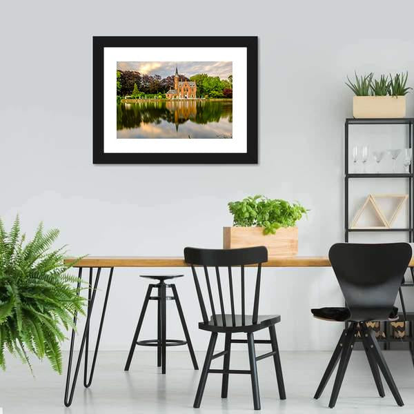 Minnewater Lake Bruges Canvas Wall Art-3 Horizontal-Gallery Wrap-25" x 16"-Tiaracle