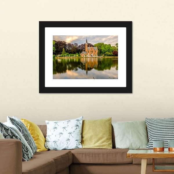 Minnewater Lake Bruges Canvas Wall Art-3 Horizontal-Gallery Wrap-25" x 16"-Tiaracle