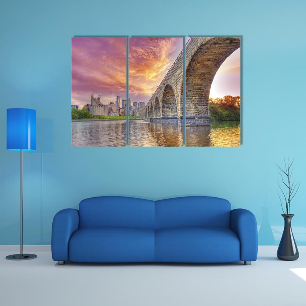 Arch Bridge Minneapolis Canvas Wall Art-3 Horizontal-Gallery Wrap-37" x 24"-Tiaracle
