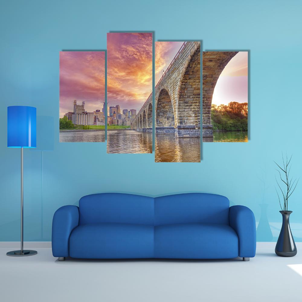 Arch Bridge Minneapolis Canvas Wall Art-4 Pop-Gallery Wrap-50" x 32"-Tiaracle