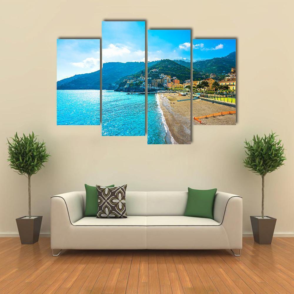 Town In Amalfi Coast Canvas Wall Art-4 Pop-Gallery Wrap-50&quot; x 32&quot;-Tiaracle