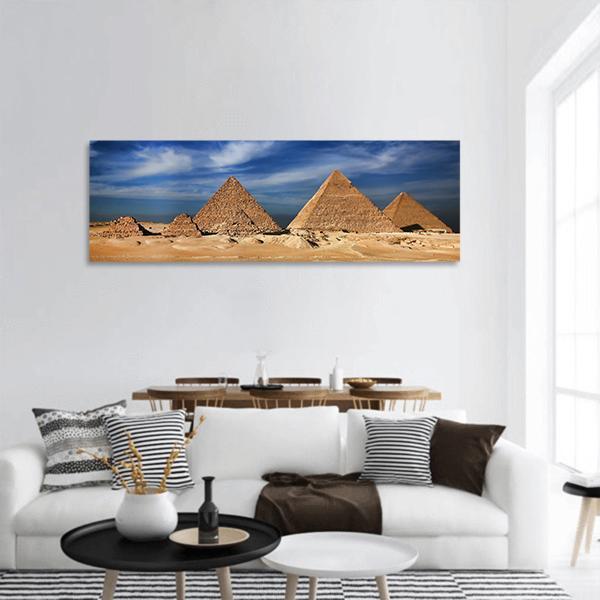 The Egyptian Pyramids Panoramic Canvas Wall Art-3 Piece-25" x 08"-Tiaracle