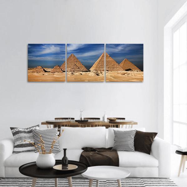 The Egyptian Pyramids Panoramic Canvas Wall Art-3 Piece-25" x 08"-Tiaracle