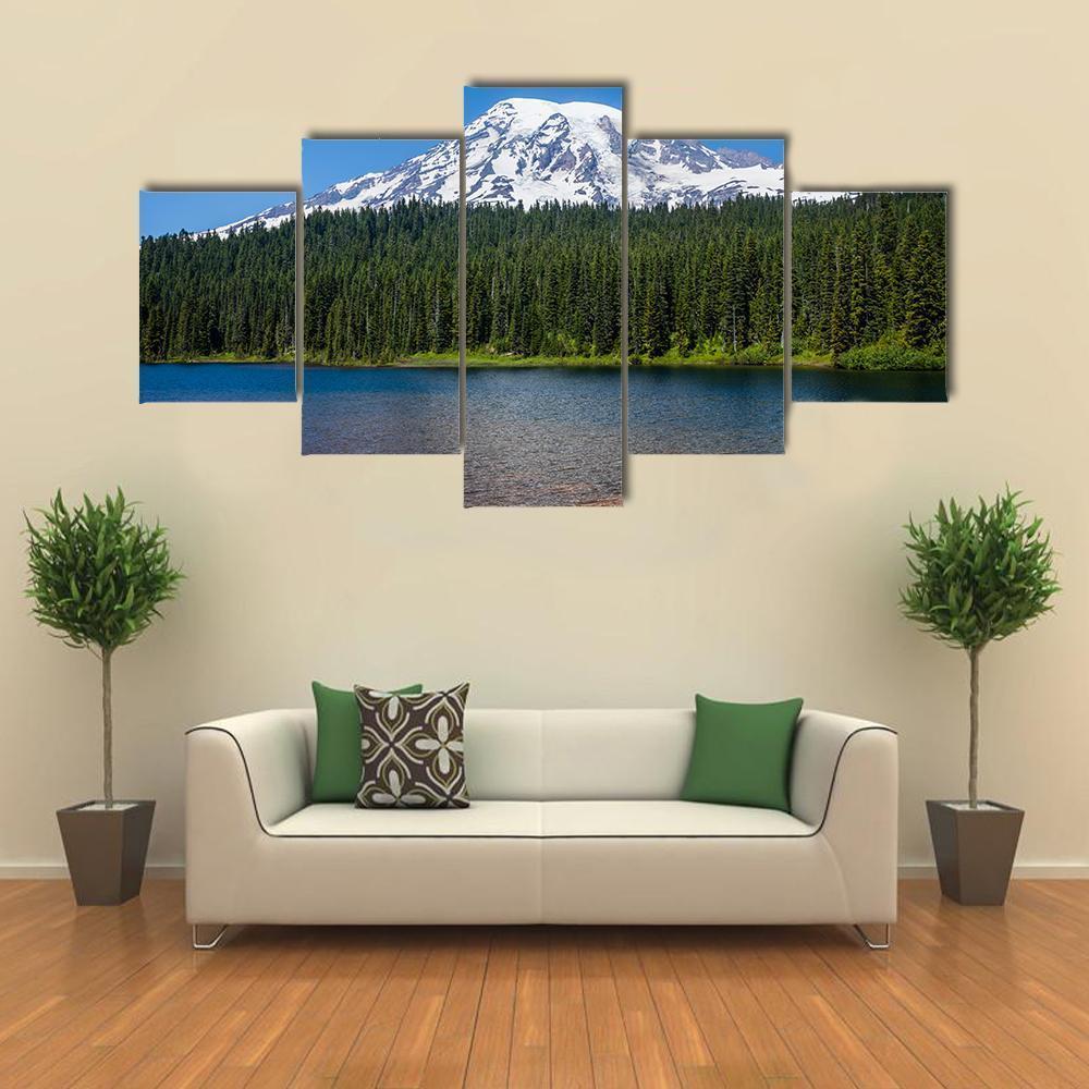 Mirror Lake Washington Canvas Wall Art-5 Star-Gallery Wrap-62" x 32"-Tiaracle