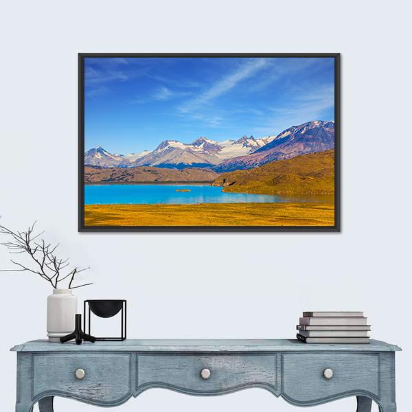 Mirror Lake With Icy Water Canvas Wall Art-1 Piece-Floating Frame-24" x 16"-Tiaracle